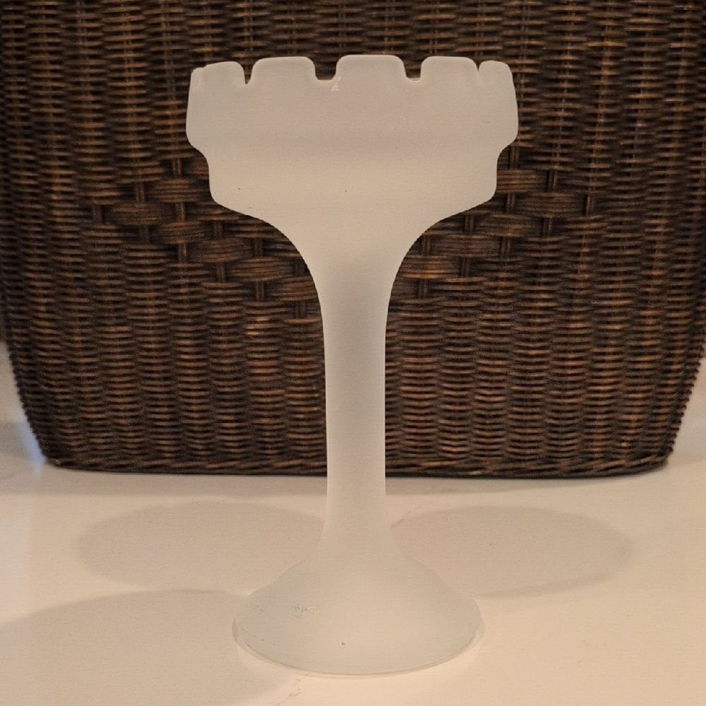 Frosted Glass Turret Pillar Candleholder Spring Castle Garden